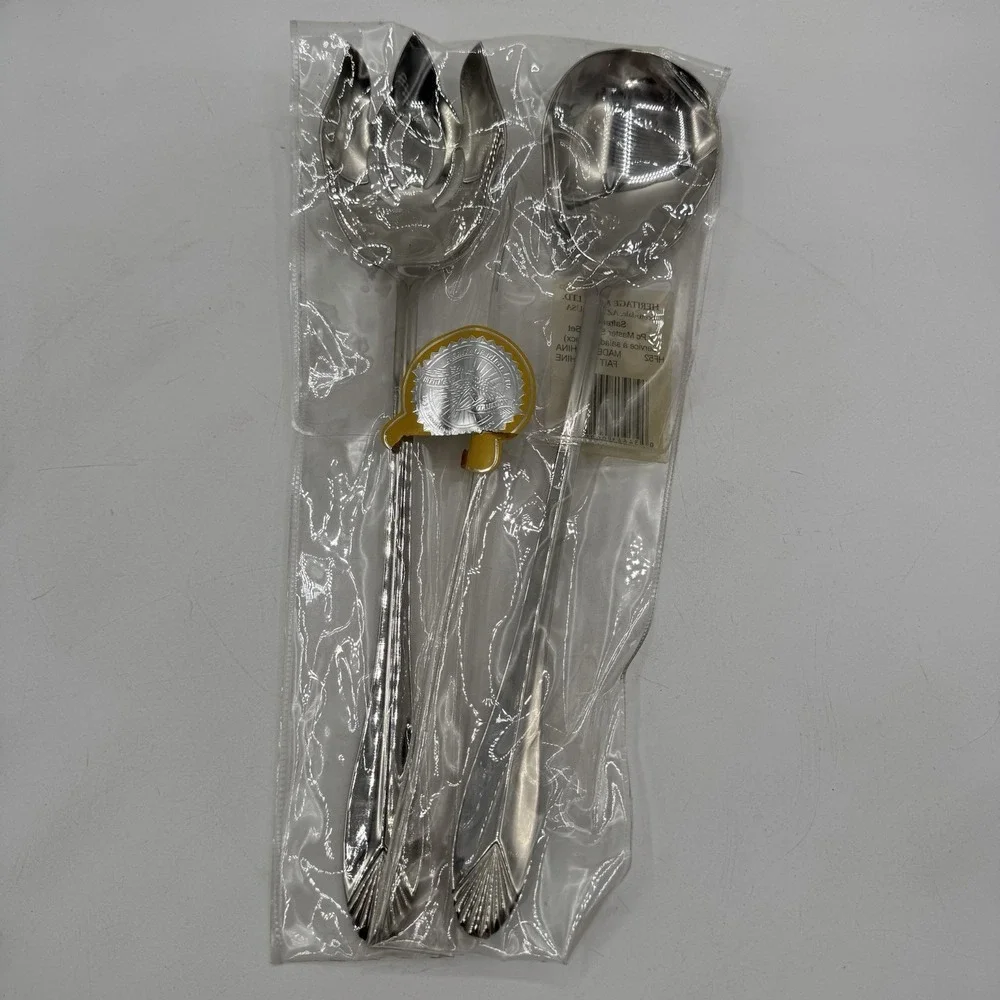 Heritage Mint Safrano GLOSSY 18/0 Stainless Serving Flatware Sets 11 Pieces